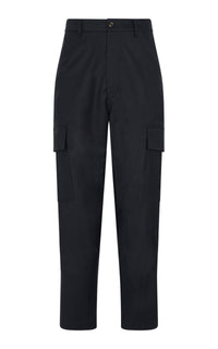Axel Cargo Pant en bleu marine foncé laine cachemire flanelle