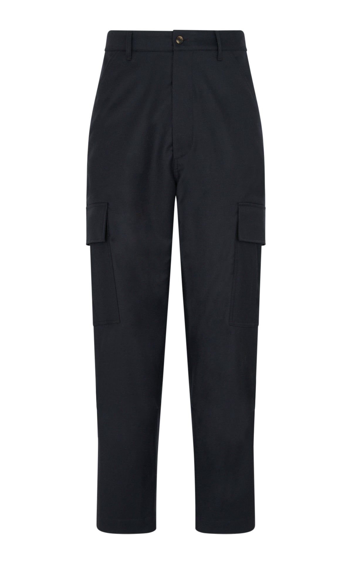 Axel Cargo Pant en bleu marine foncé laine cachemire flanelle