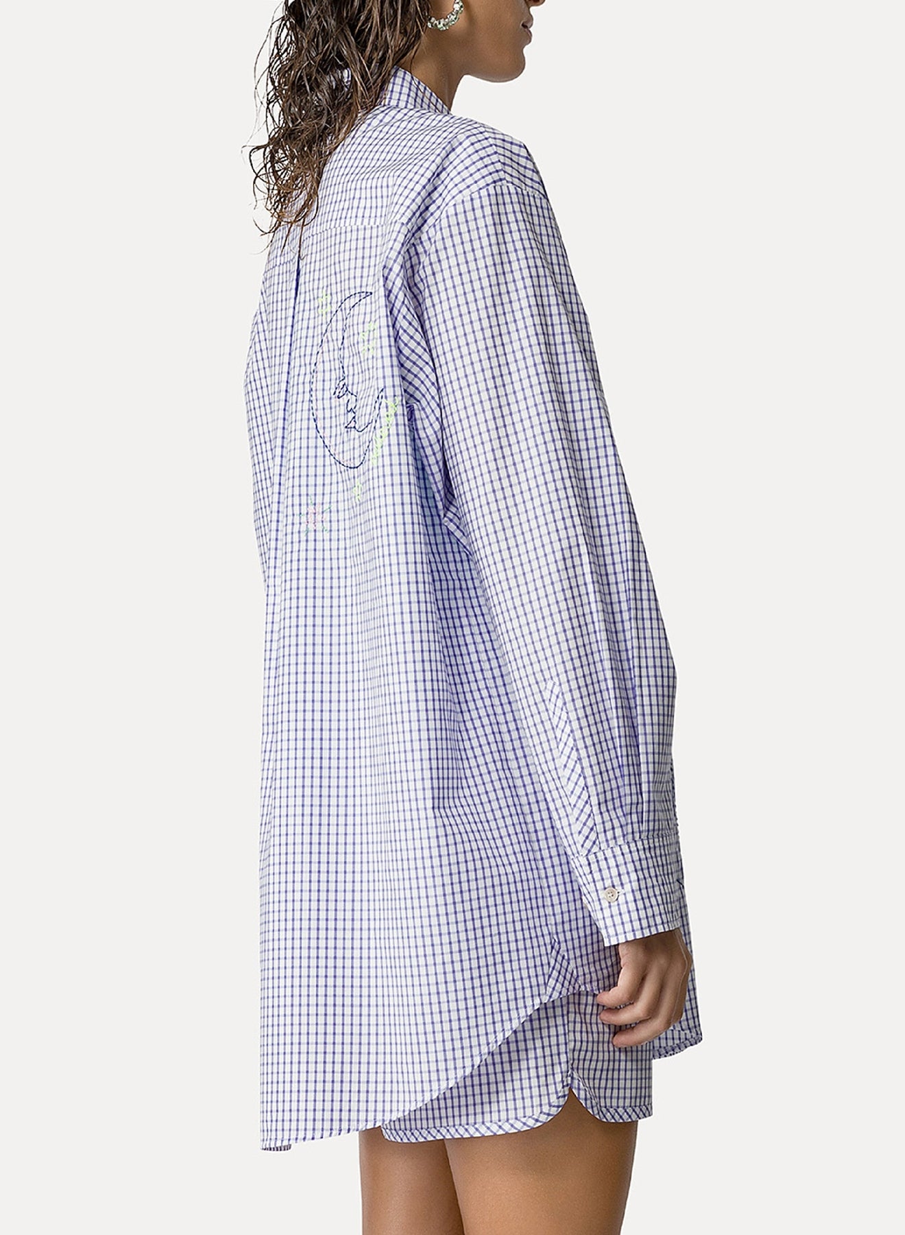 Chemise à carreaux avec broderies - Lilac