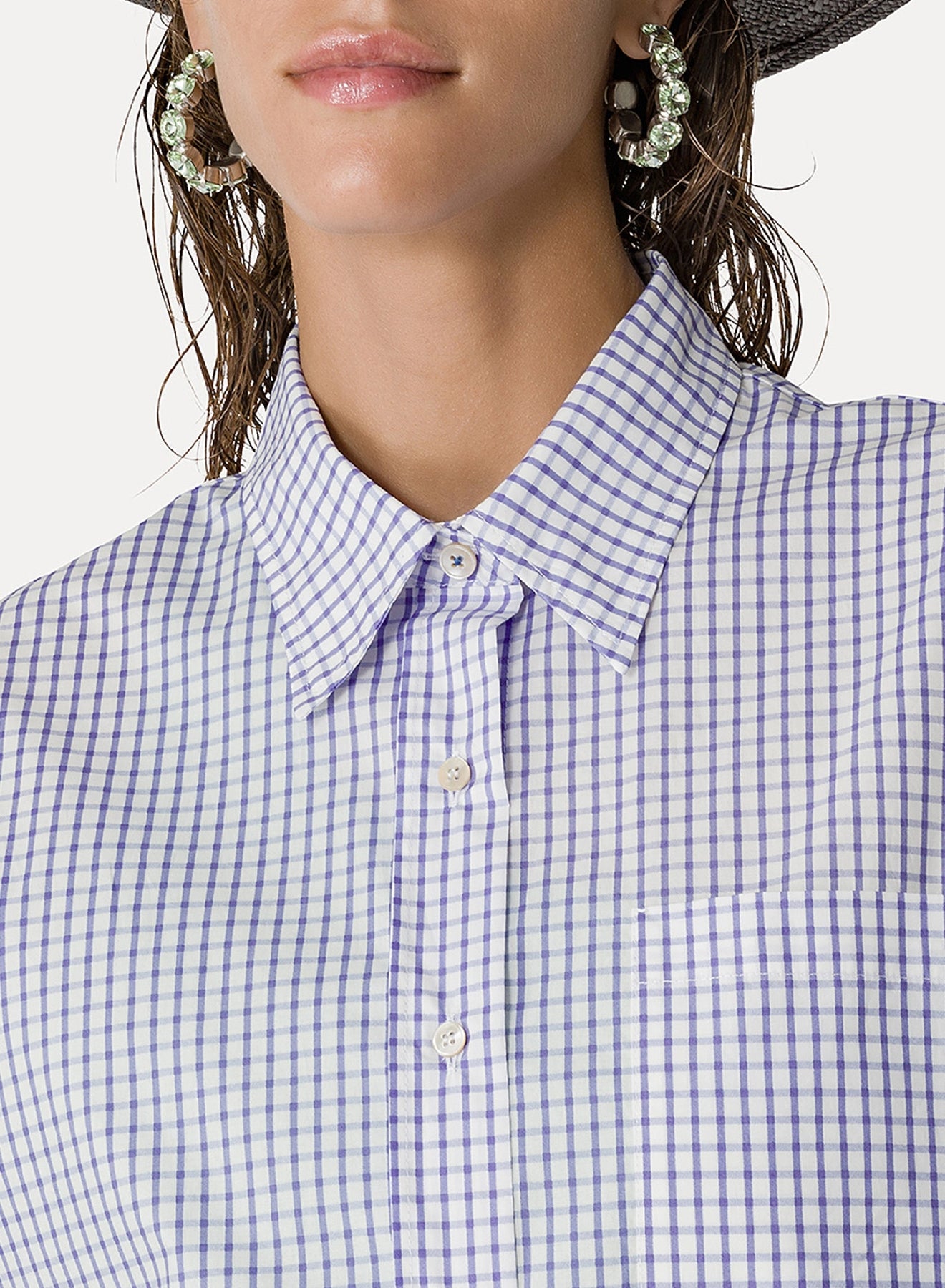 Chemise à carreaux avec broderies - Lilac