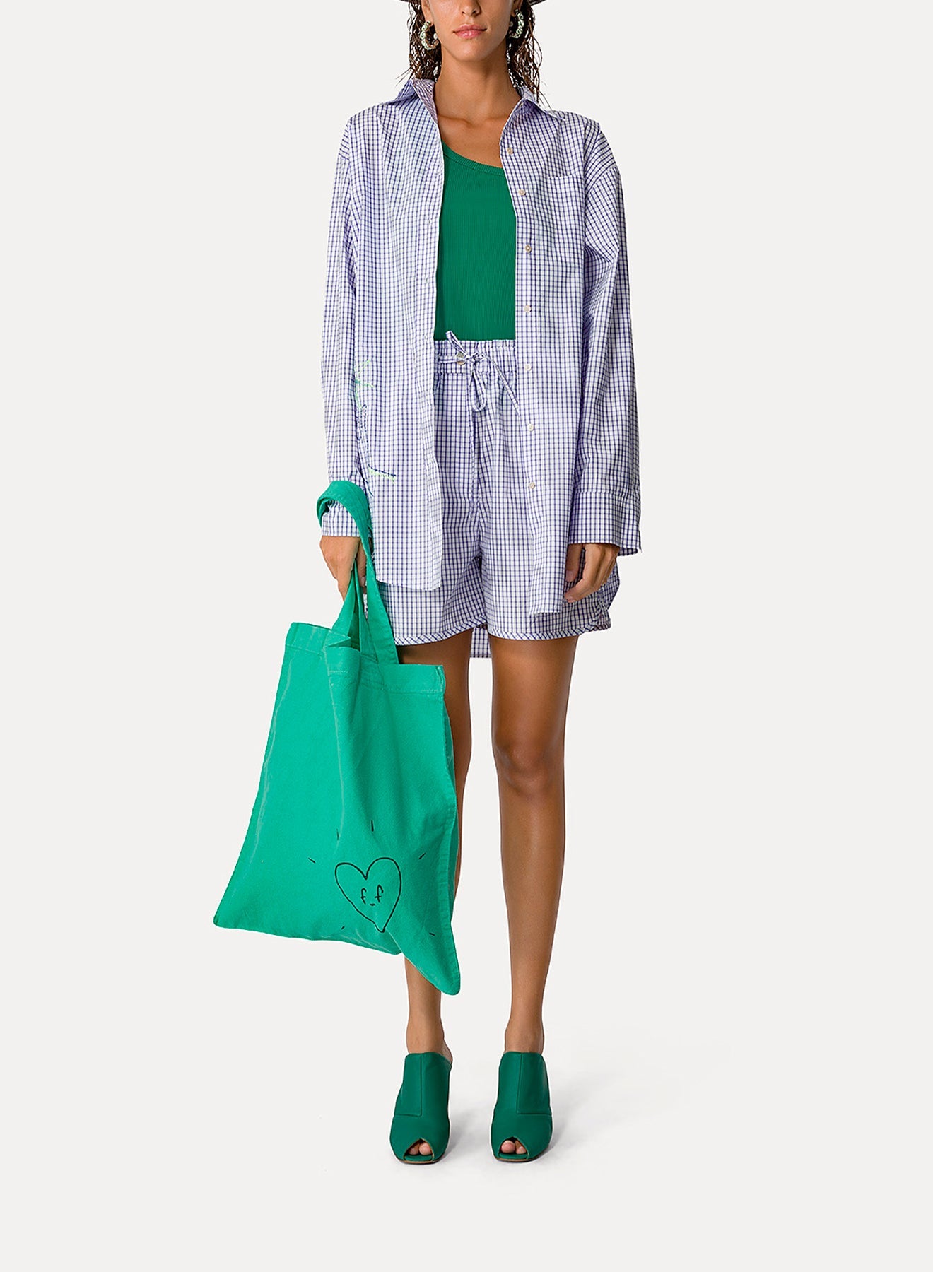 Chemise à carreaux avec broderies - Lilac