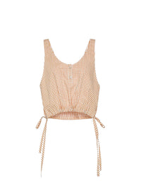Sleeveless check top - Caramel