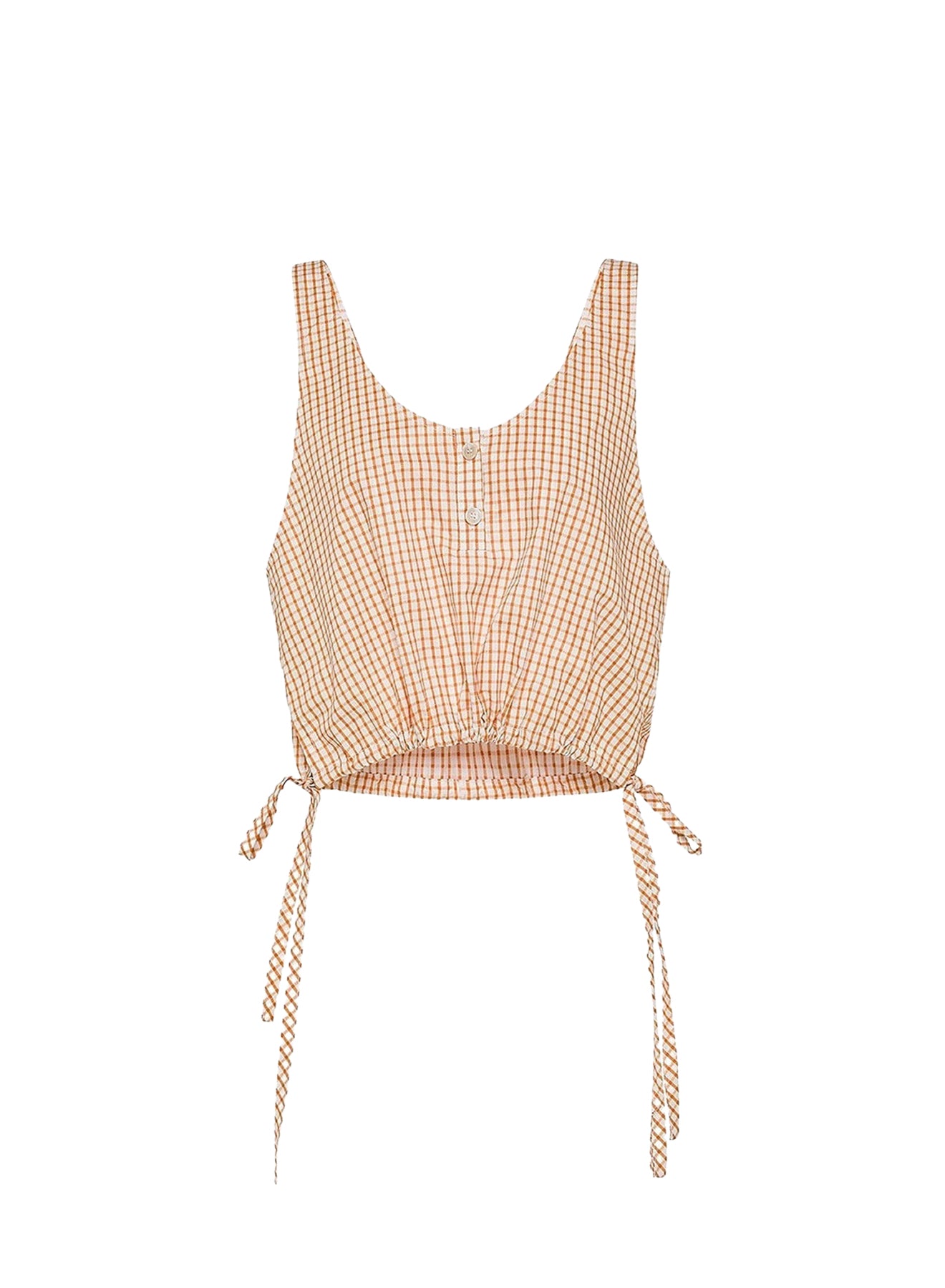 Sleeveless check top - Caramel