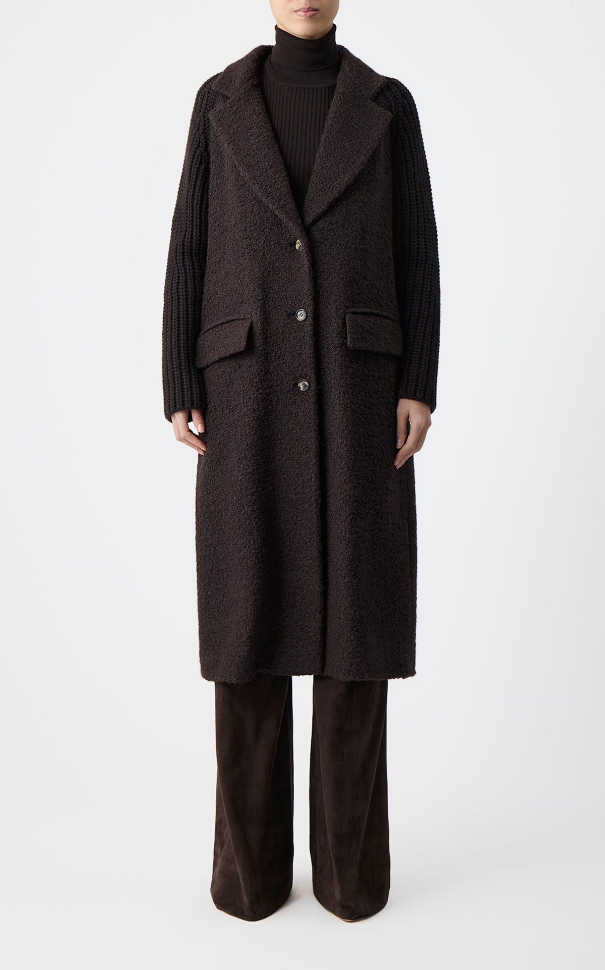 Chocolate / Manteau Charles en cachemire et laine - Chocolate
