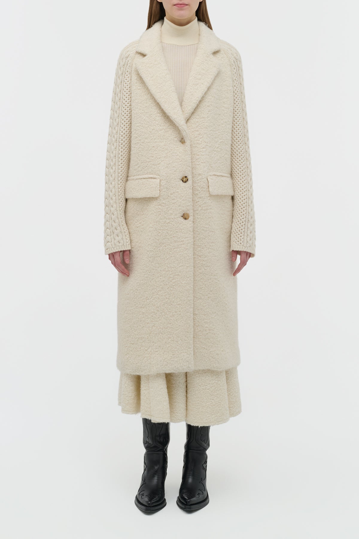 Charles Coat en ivoire eco cachemire bouclette