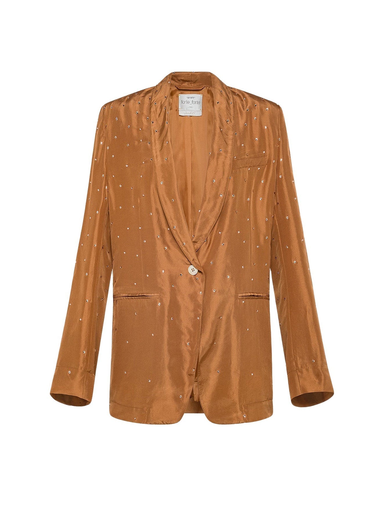 Veste en soie Habotai et cristaux - Bronze