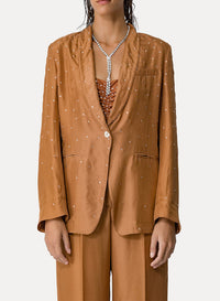 Veste en soie Habotai et cristaux - Bronze