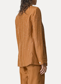 Veste en soie Habotai et cristaux - Bronze