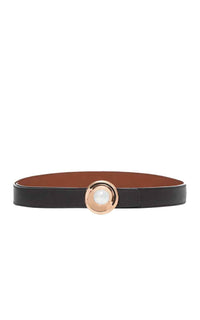 Moonstone & Black / Petite ceinture réversible Moya en cuir - Moonstone & Black