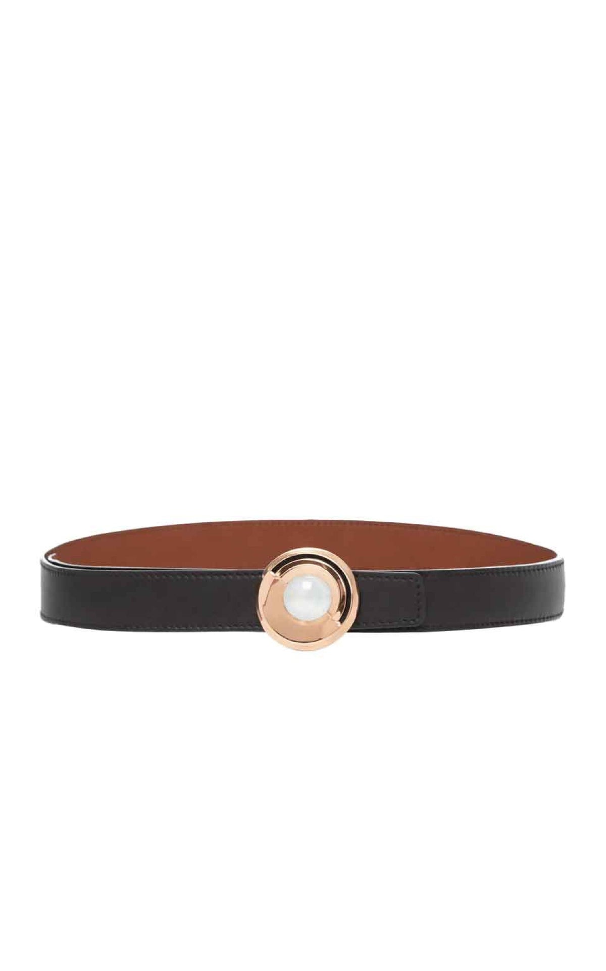 Moonstone & Black / Petite ceinture réversible Moya en cuir - Moonstone & Black