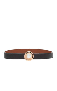 Moonstone & Black / Petite ceinture réversible Moya en cuir - Moonstone & Black
