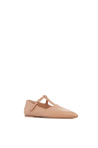 Dark Camel / Ballerines à bride Lola en cuir - Dark Camel