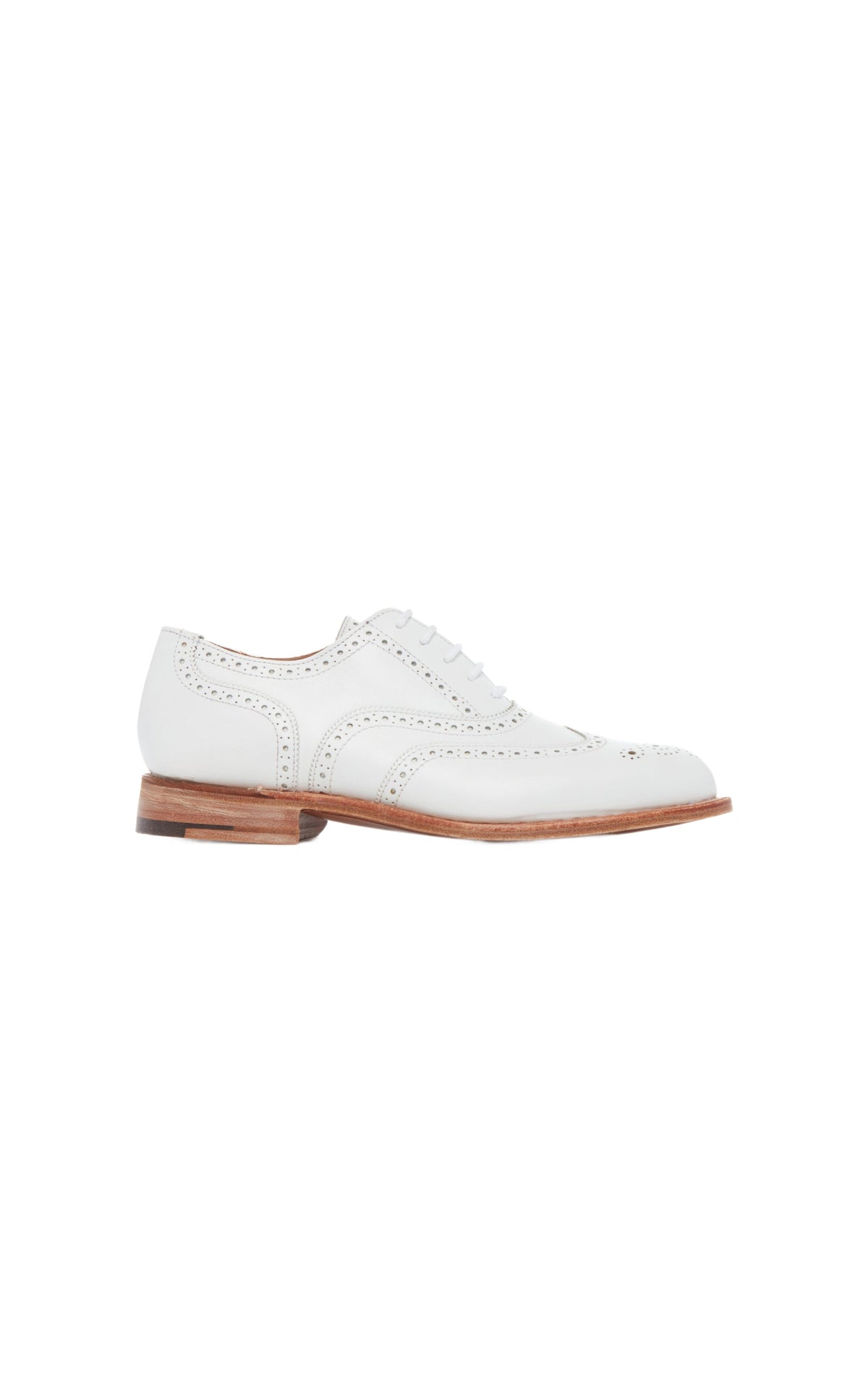 White / Derbies Oxford Wing Cap en cuir - White