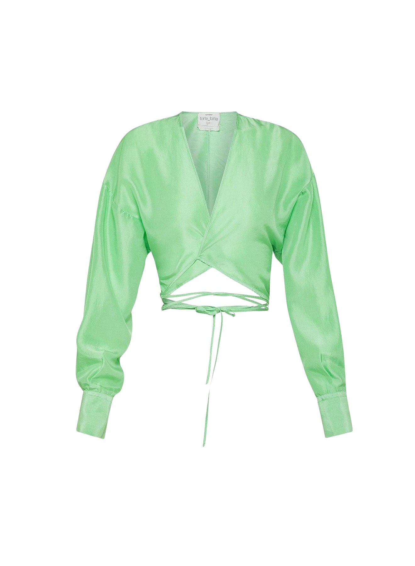 Chemise blouson ceinturée en soie Habotai - Mint
