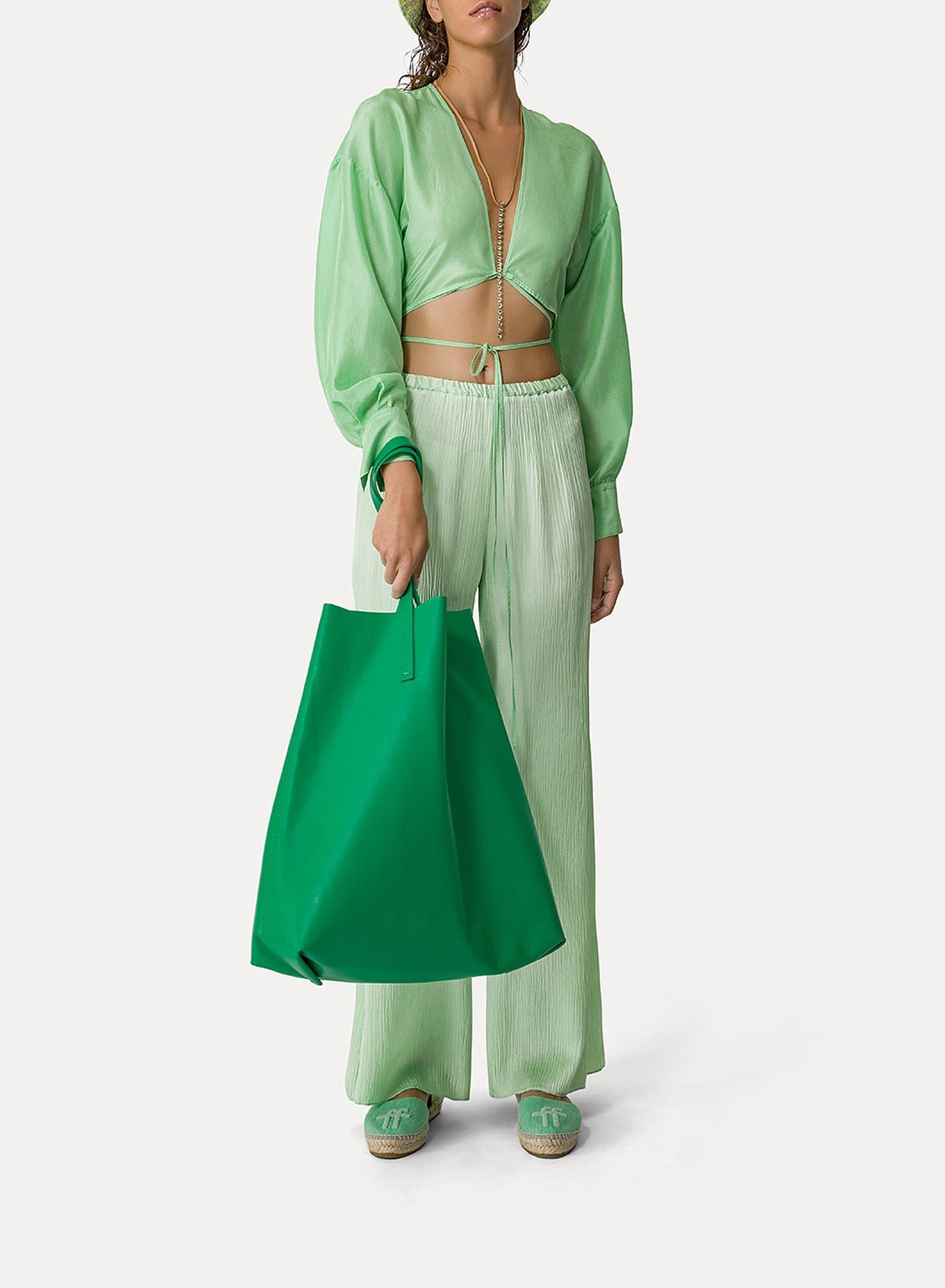 Chemise blouson ceinturée en soie Habotai - Nero