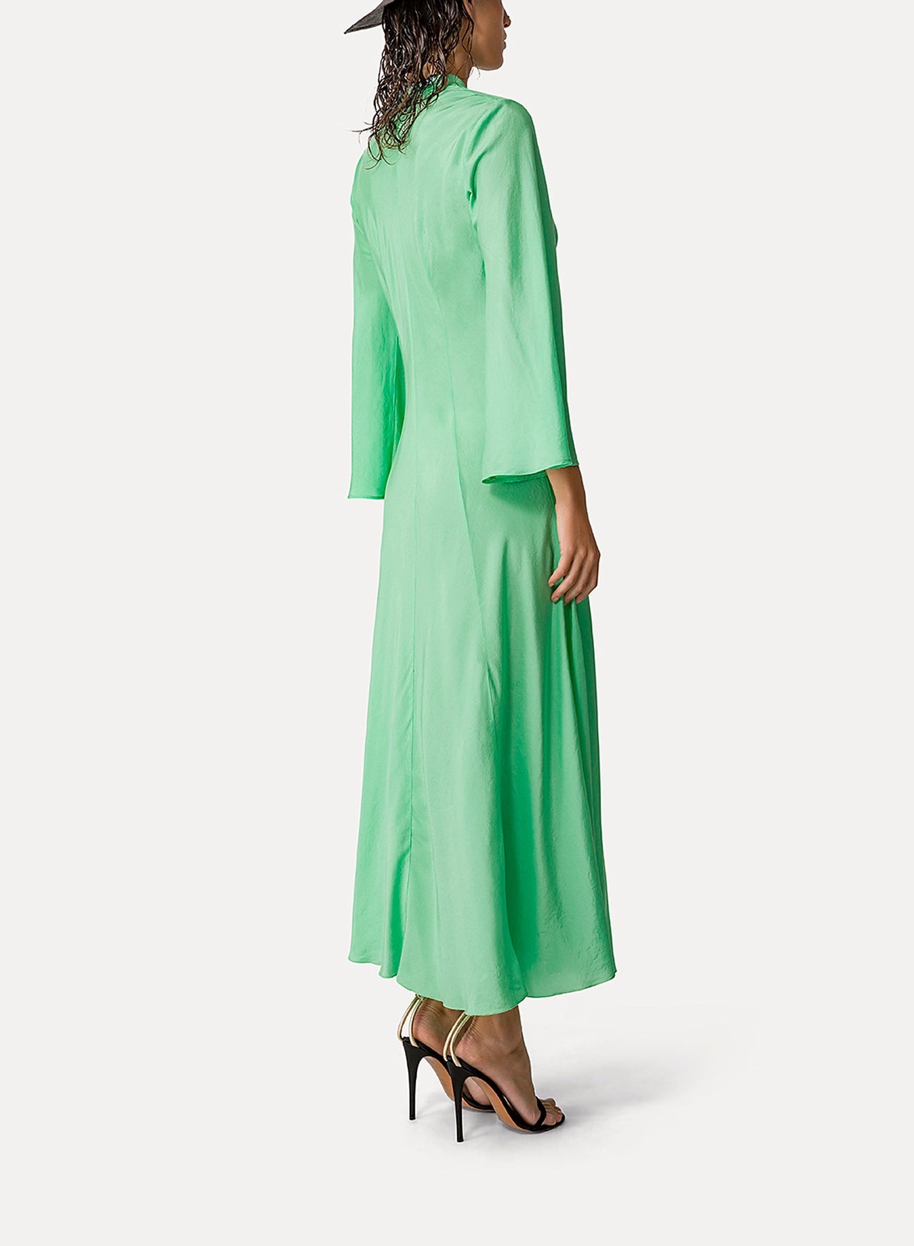 Silk habotai caftan dress - Mint