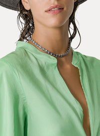 Silk habotai caftan dress - Mint