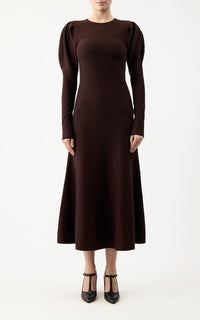 Chocolate / Robe Hannah en laine - Chocolate