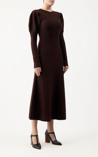 Chocolate / Robe Hannah en laine - Chocolate