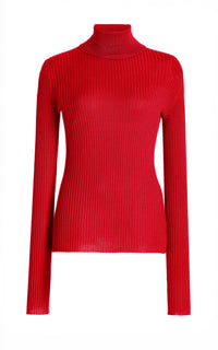 Peppe Turtleneck en rouge jaipur cachemire soie fil