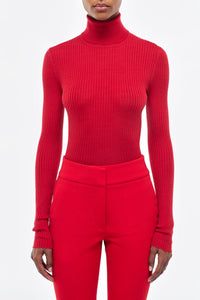 Peppe Turtleneck en rouge jaipur cachemire soie fil