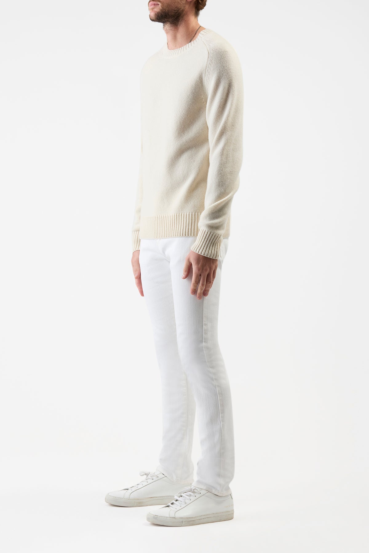 Ivory / Pull à col rond Daniel en cachemire - Ivory