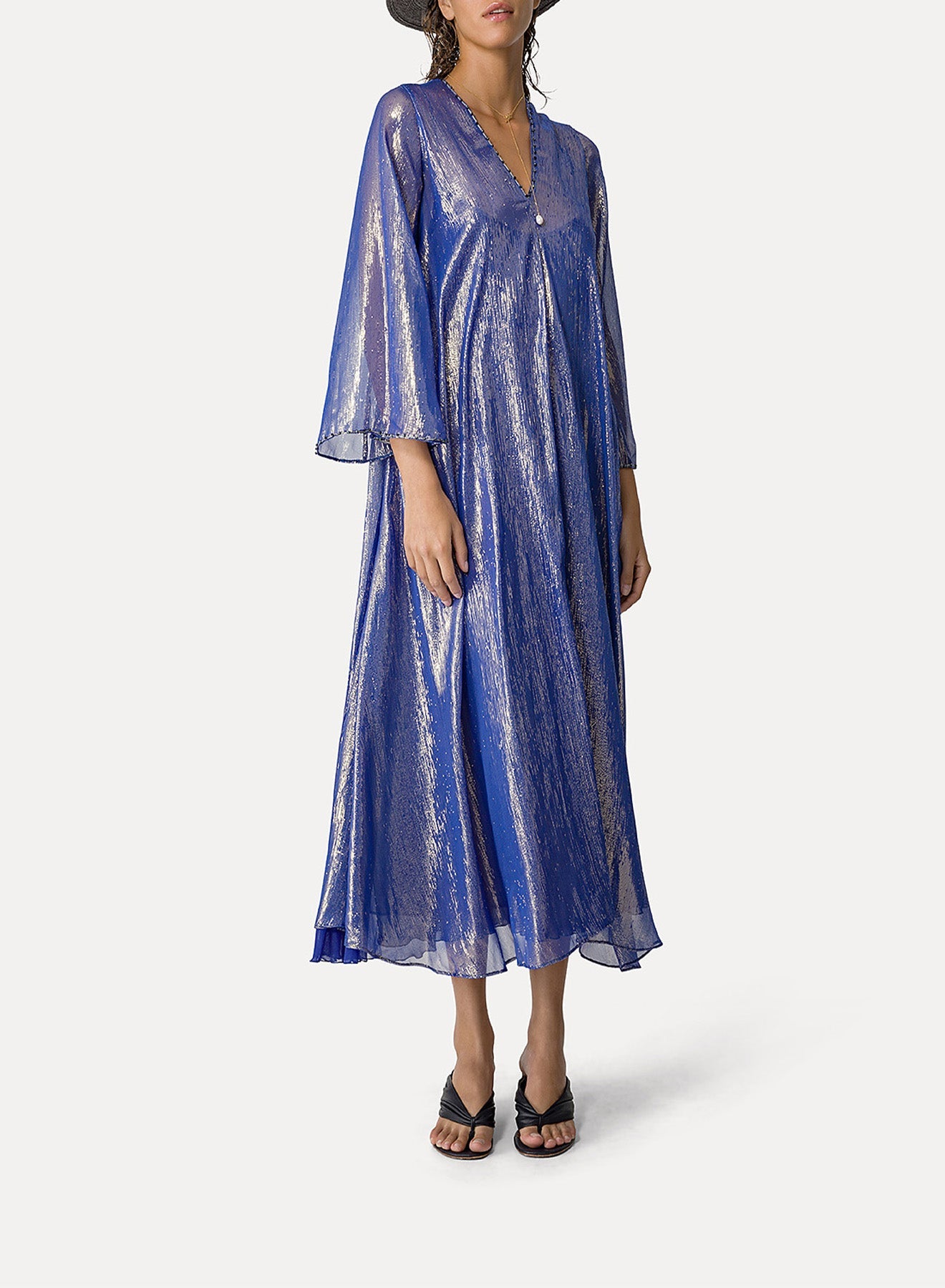 Dress with shiny sheers in silk - Nuit