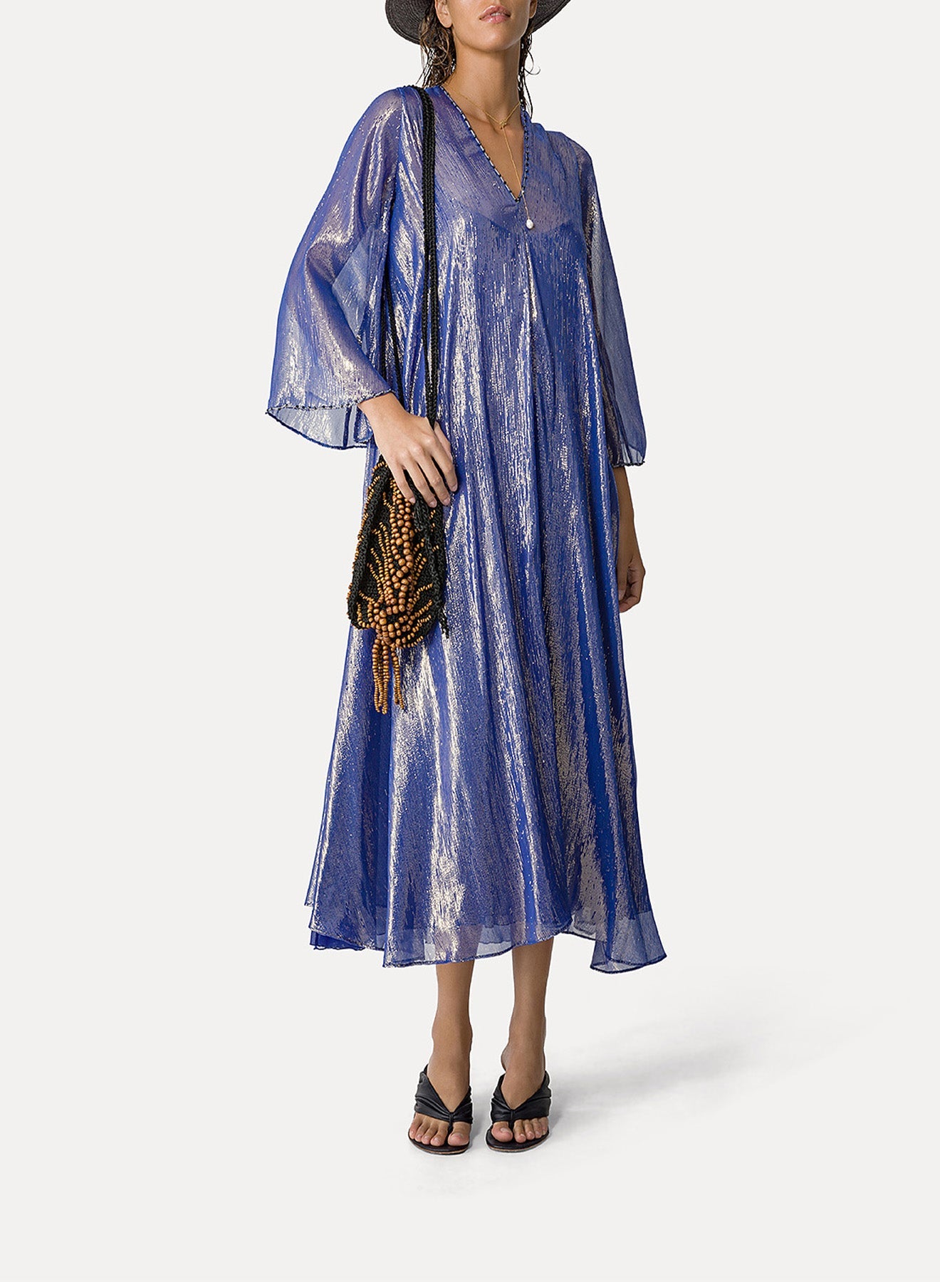 Dress with shiny sheers in silk - Nuit