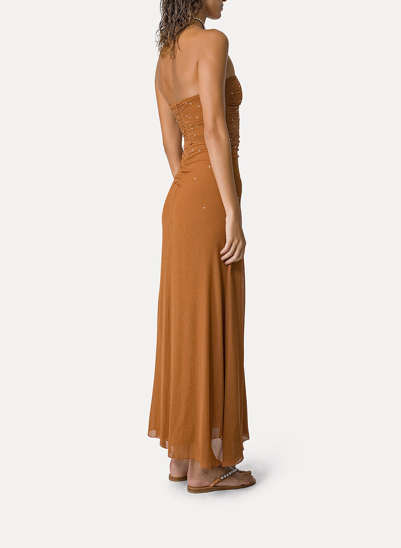 Robe bustier en soie - Bronze