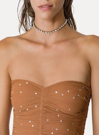 Robe bustier en soie - Bronze
