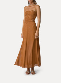 Robe bustier en soie - Bronze