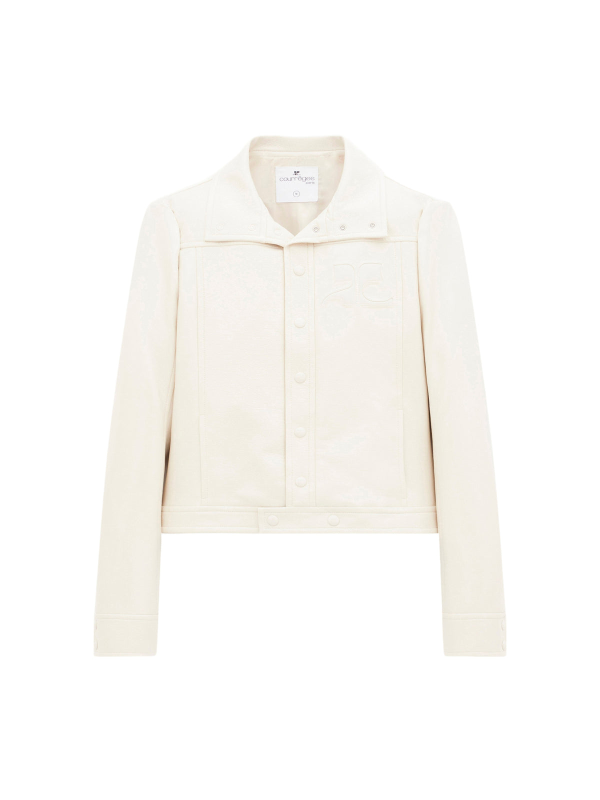 Blouson iconique logo poitrine en vinyle - Blanc Casse