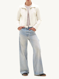 Blouson iconique logo poitrine en vinyle - Blanc Casse