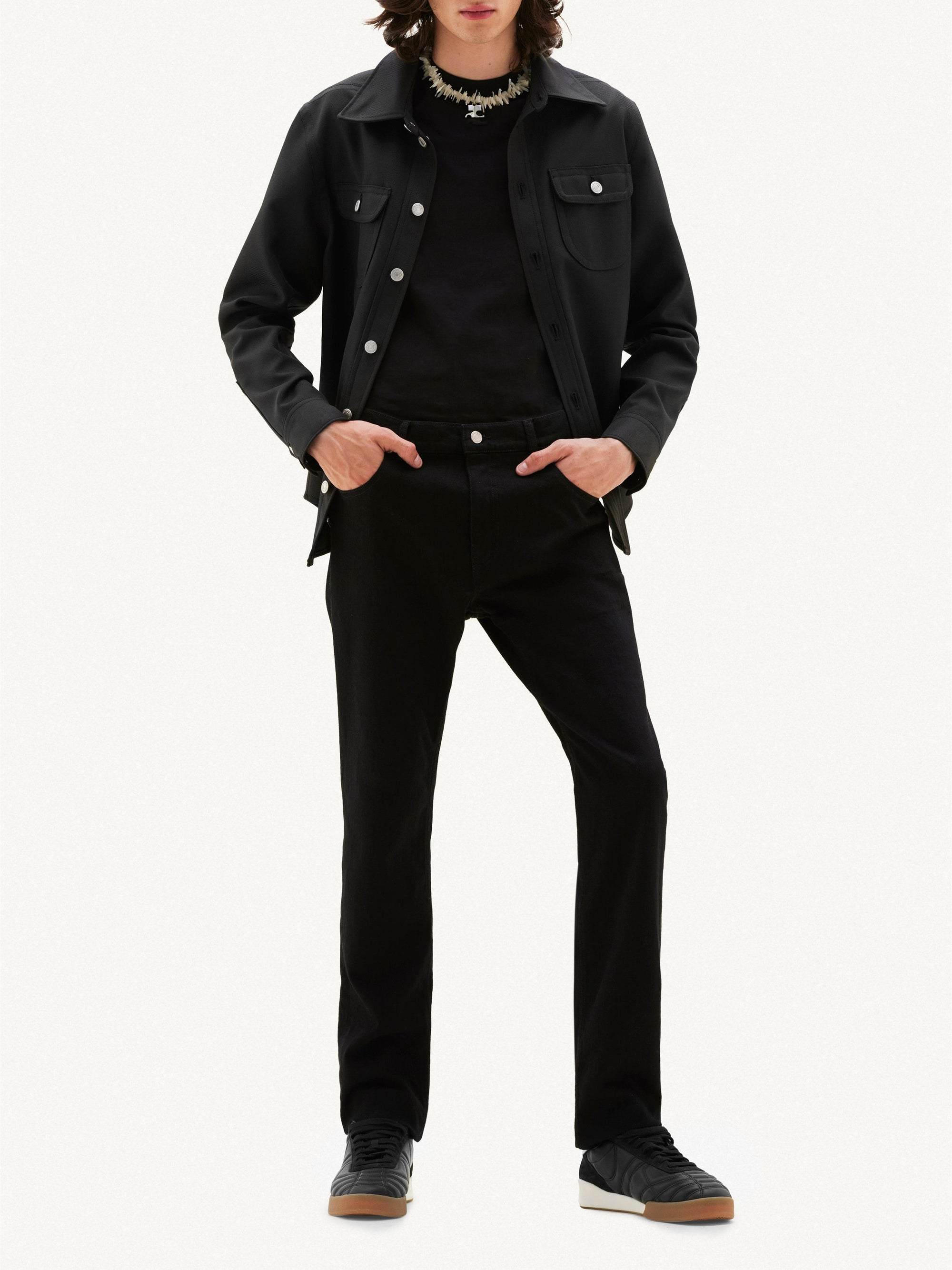 1pcs RELIQUAT 190€ / Chemise rétro strap en sergé - Black