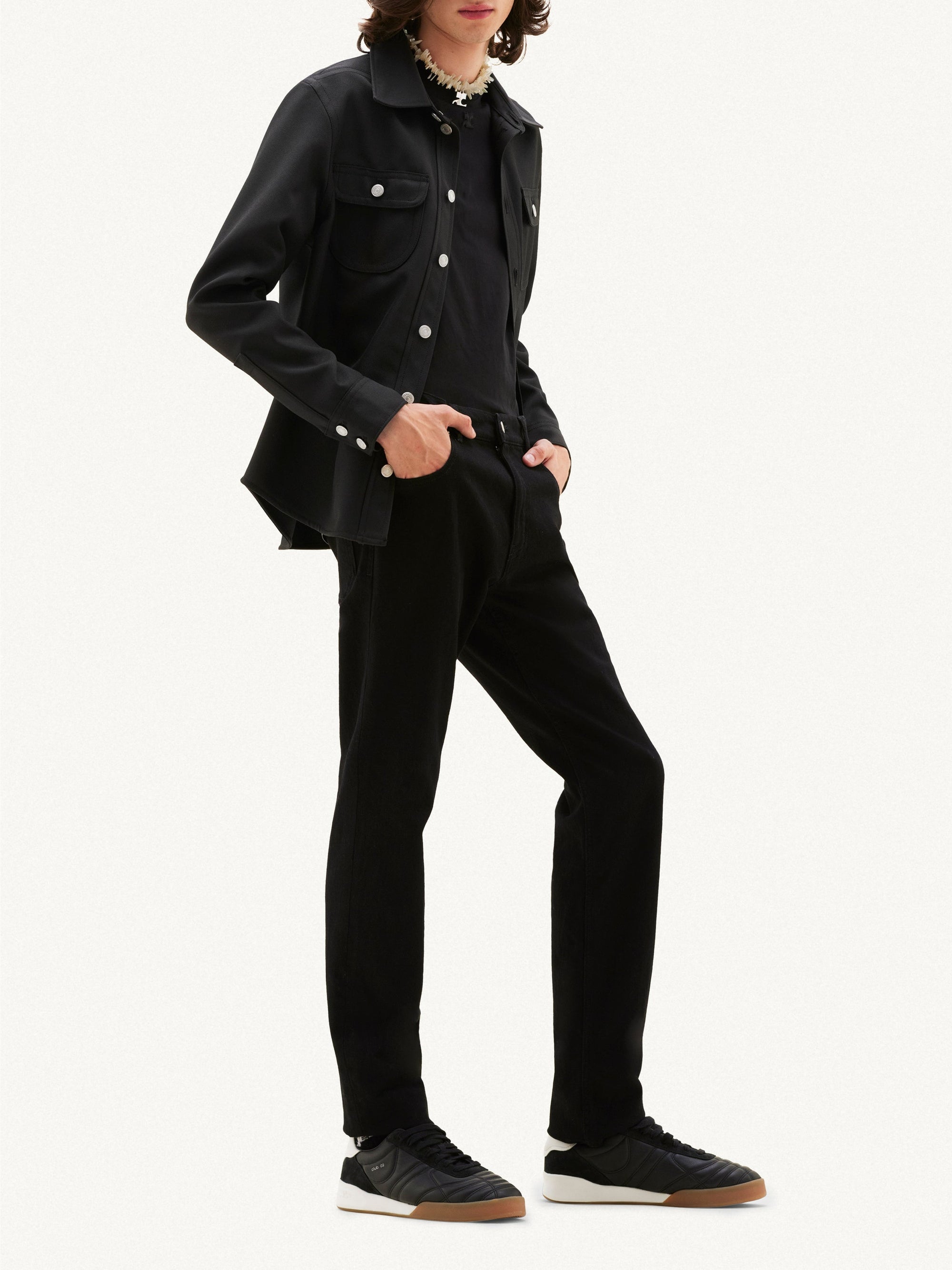 1pcs RELIQUAT 190€ / Chemise rétro strap en sergé - Black
