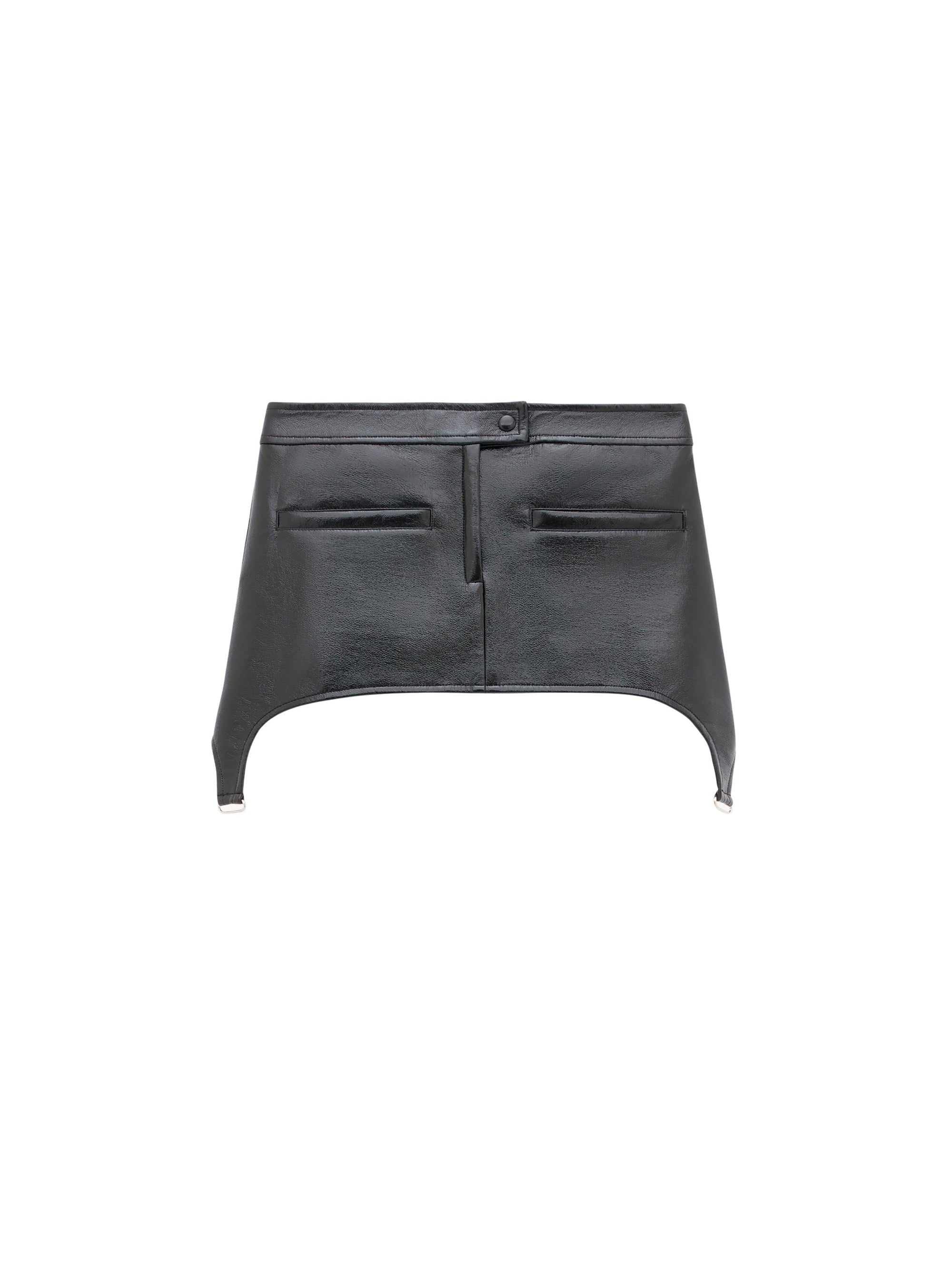 3pcs RELIQUAT 190€ / Jupe bretelles en vinyle - Black
