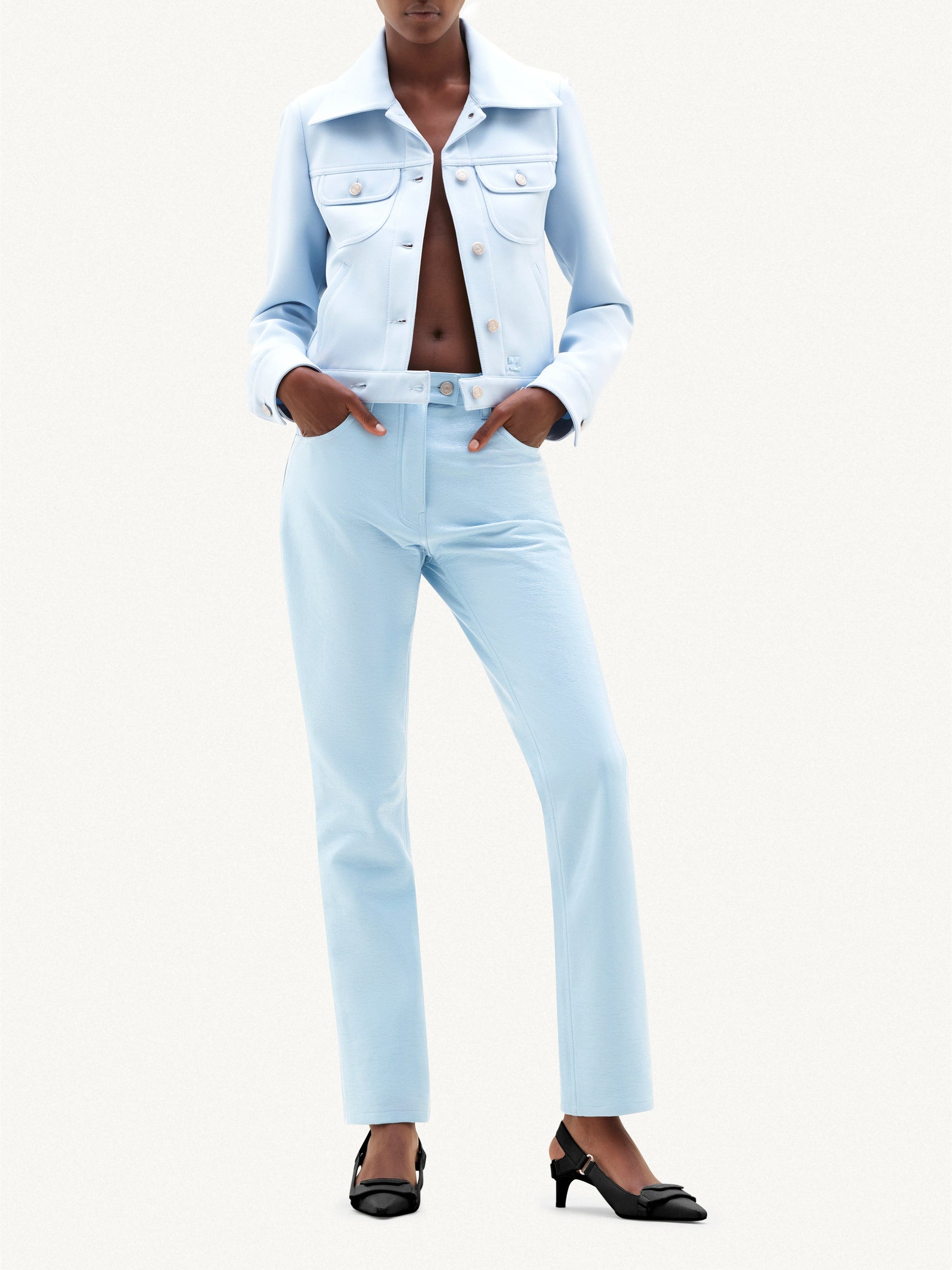 1pcs RELIQUAT 170€ / Pantalon 5-poches en vinyle - Sky