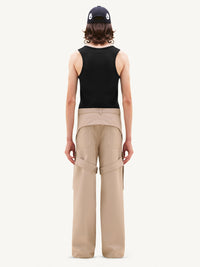 1pcs RELIQUAT 250€ / Pantalon baggy chaps retro en sergé - Sand