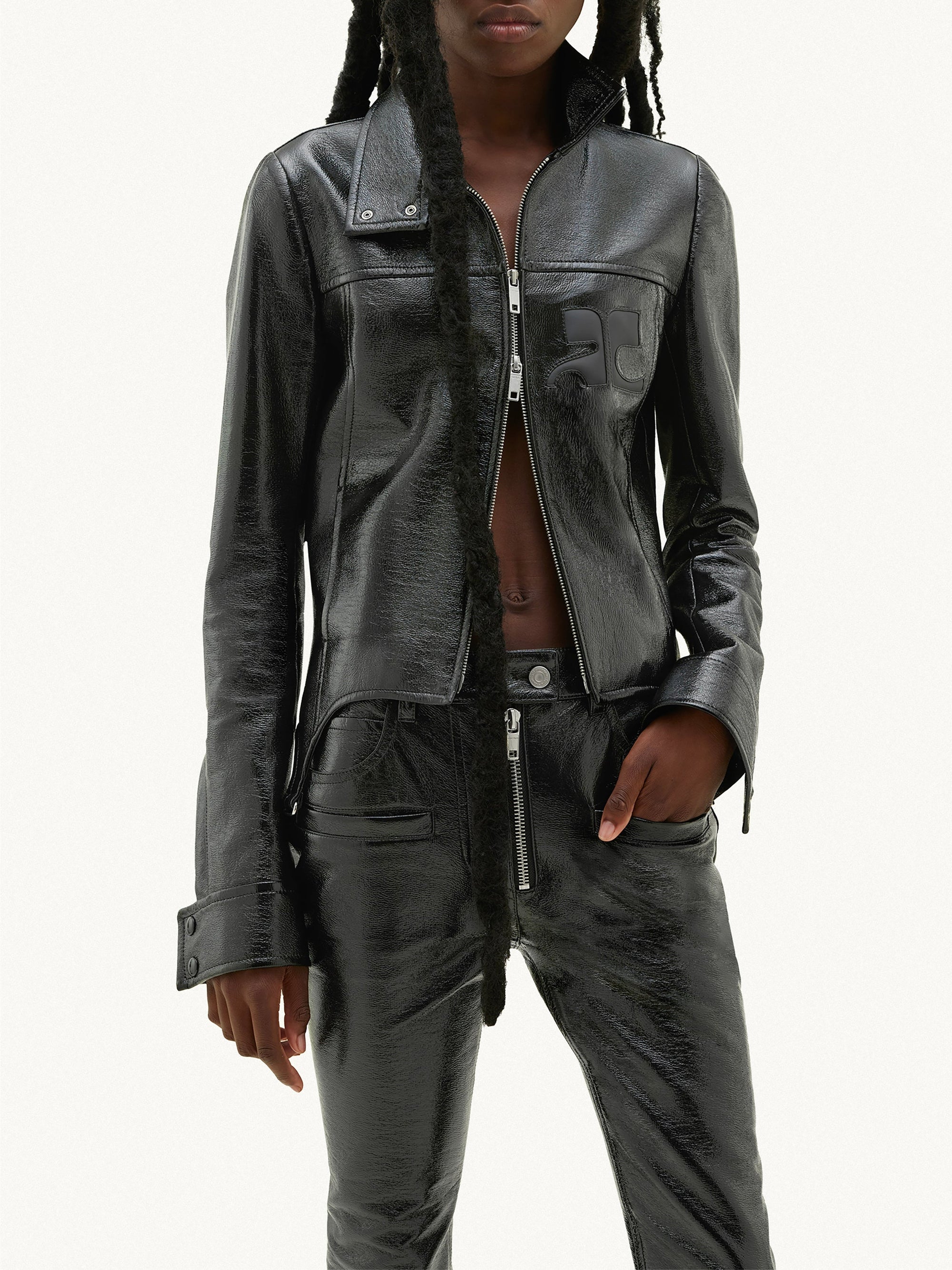 3pcs RELIQUAT 250€ / Pantalon zipper en vinyle - Black