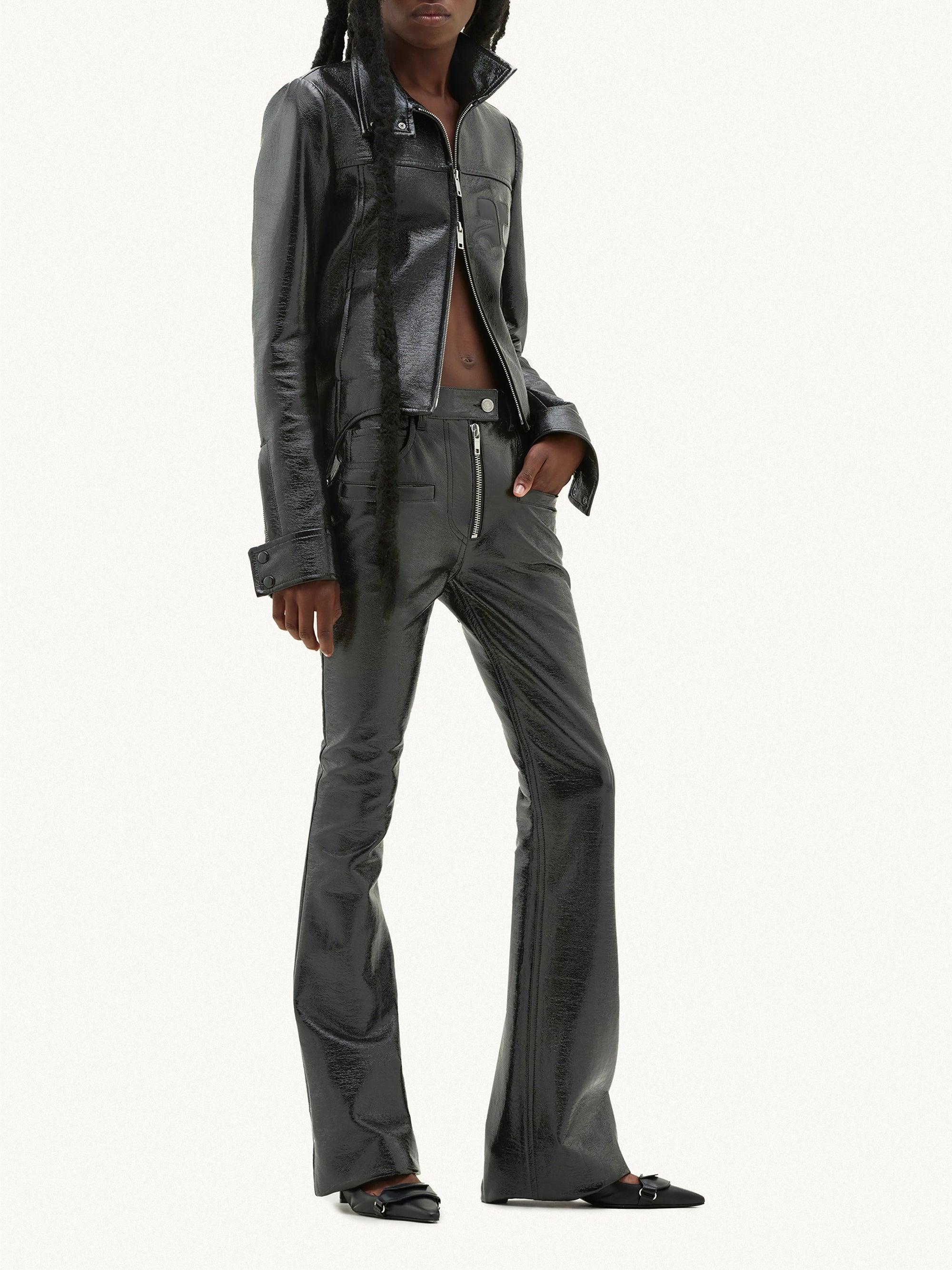 3pcs RELIQUAT 250€ / Pantalon zipper en vinyle - Black