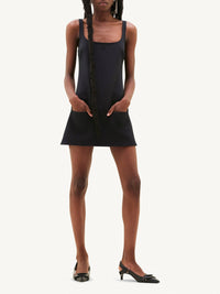 1pcs RELIQUAT 190€ / Robe trapèze à bretelles en sergé - Black