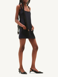 1pcs RELIQUAT 190€ / Robe trapèze à bretelles en sergé - Black