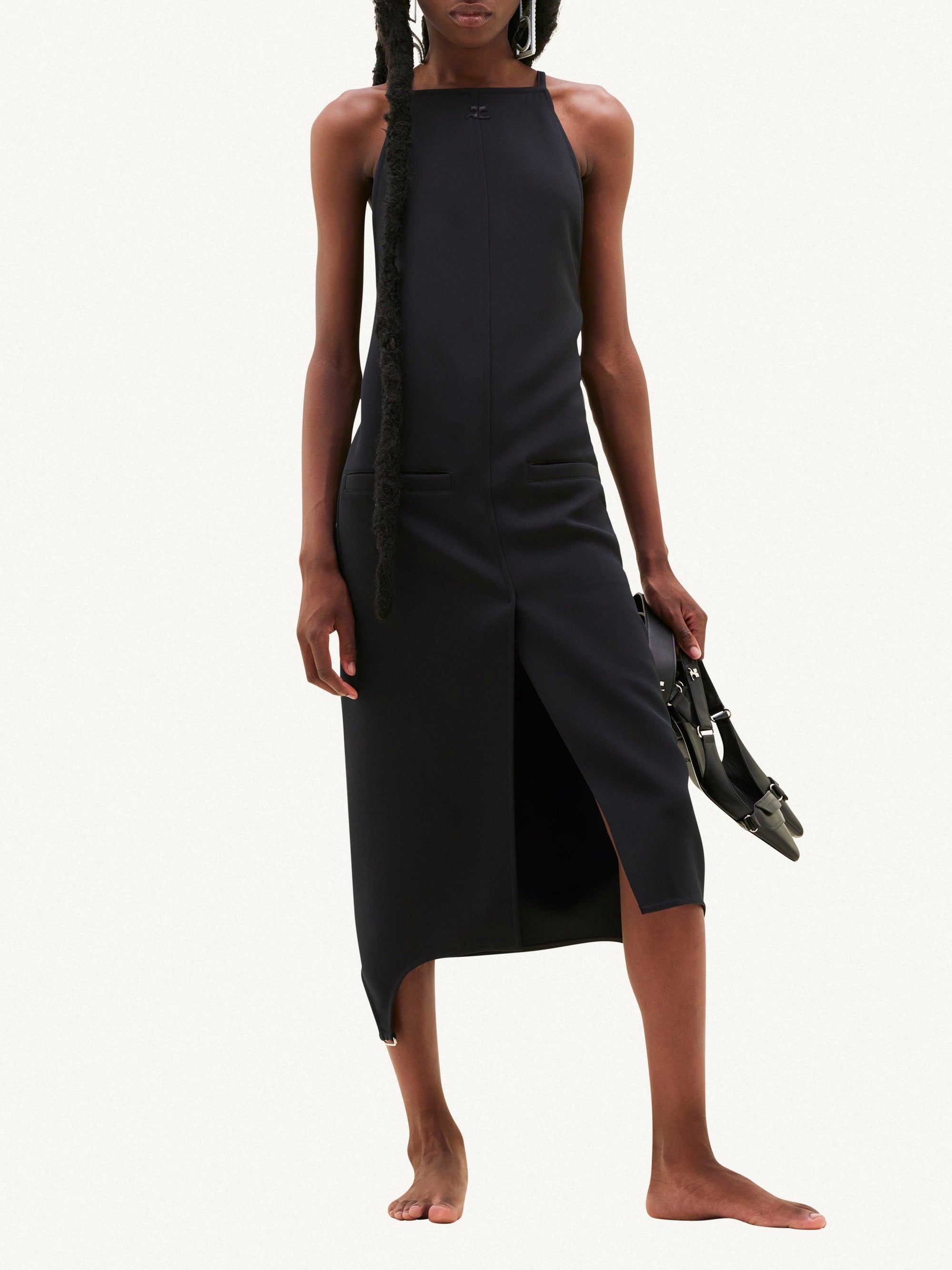 5pcs RELIQUAT 220€ / Robe strap dos nus en sergé - Black