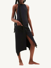 5pcs RELIQUAT 220€ / Robe strap dos nus en sergé - Black