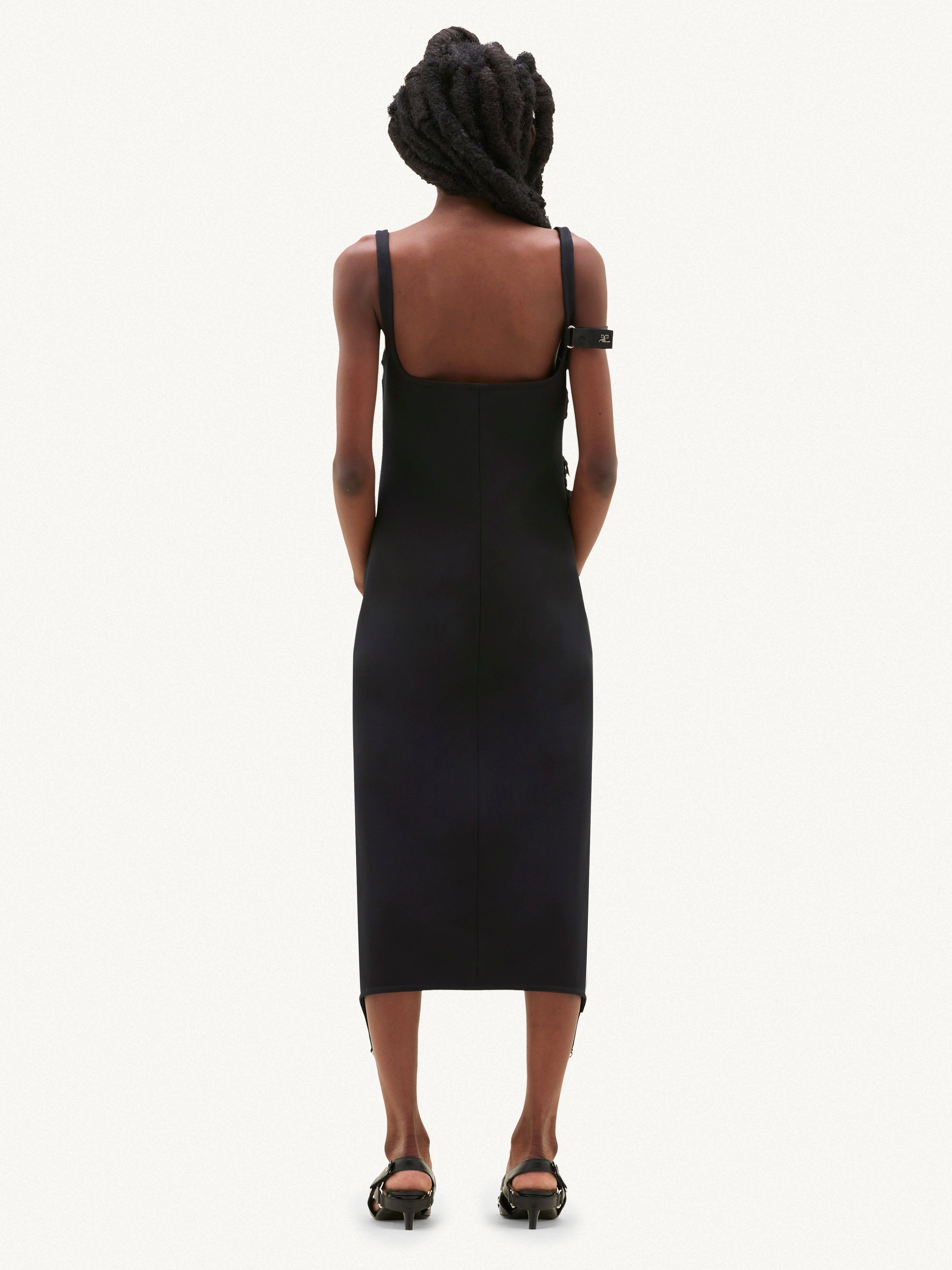12pcs RELIQUAT 250€ / Robe midi bretelles en sergé - Black