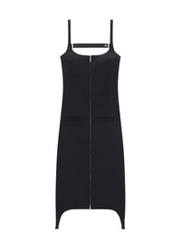 Robe midi bretelles en sergé - Black