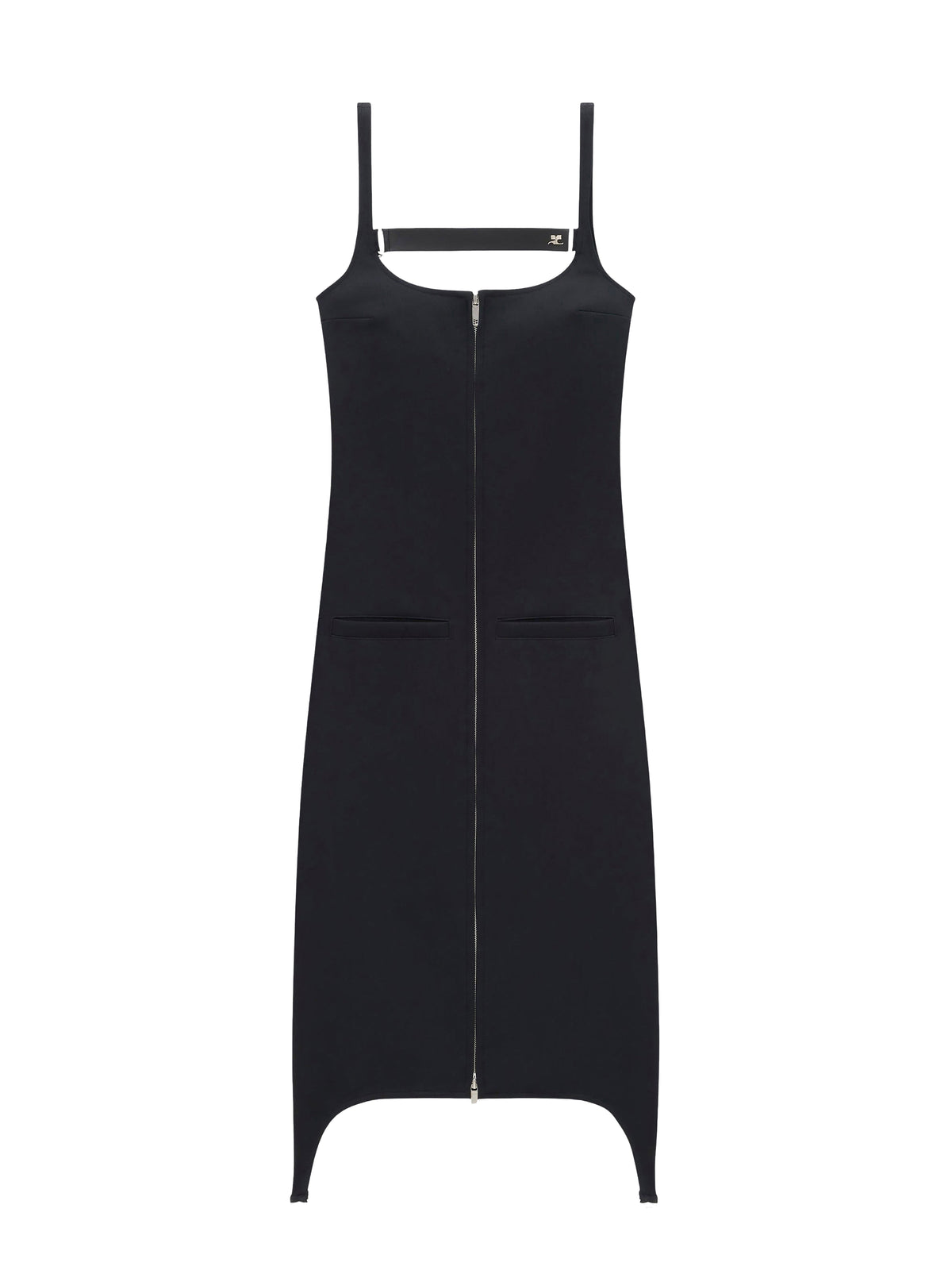 Robe midi bretelles en sergé - Black