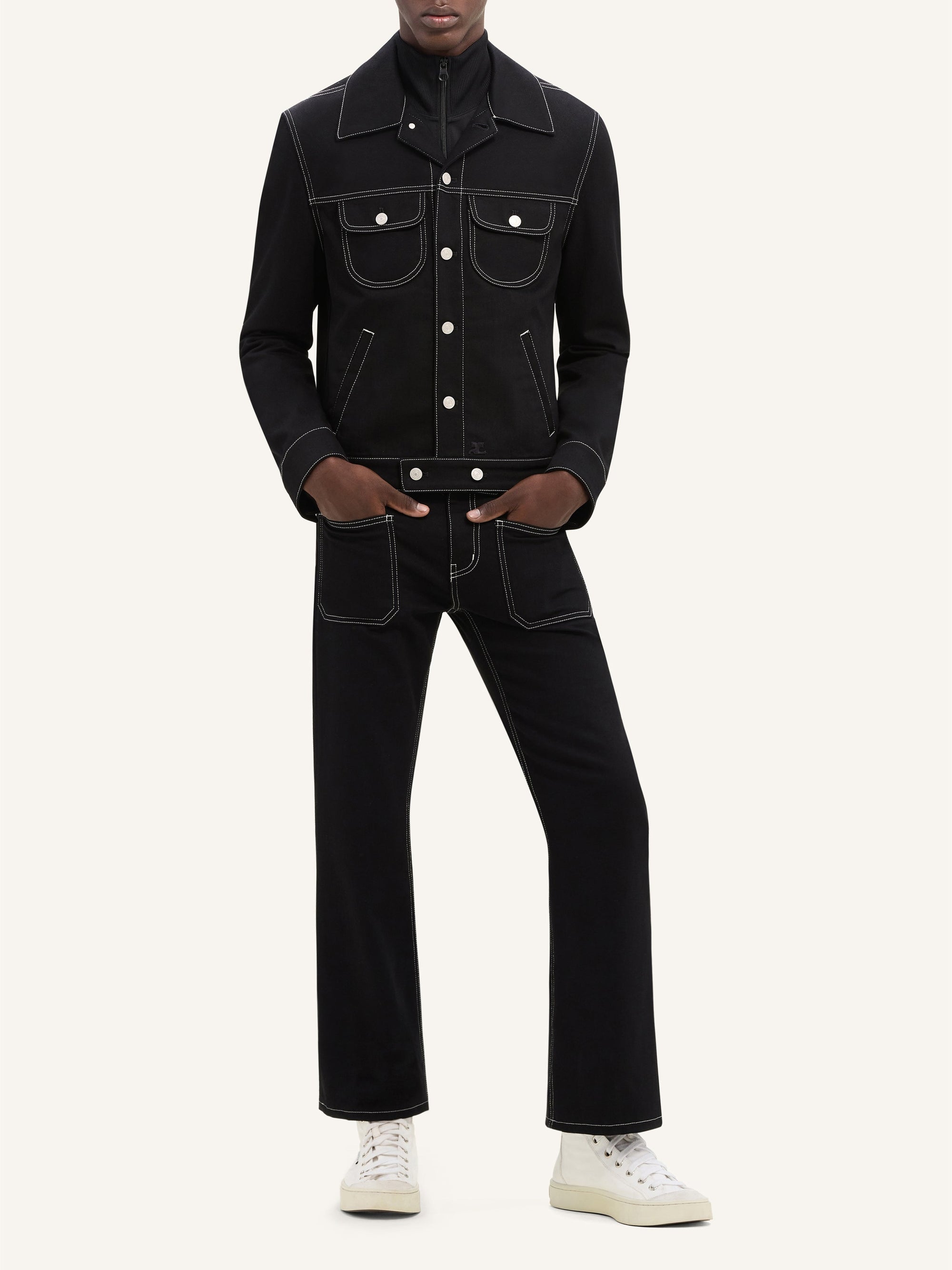 30pcs NEW / VESTE TRUCKER EN DENIM SURPIQUÉ - Black & White