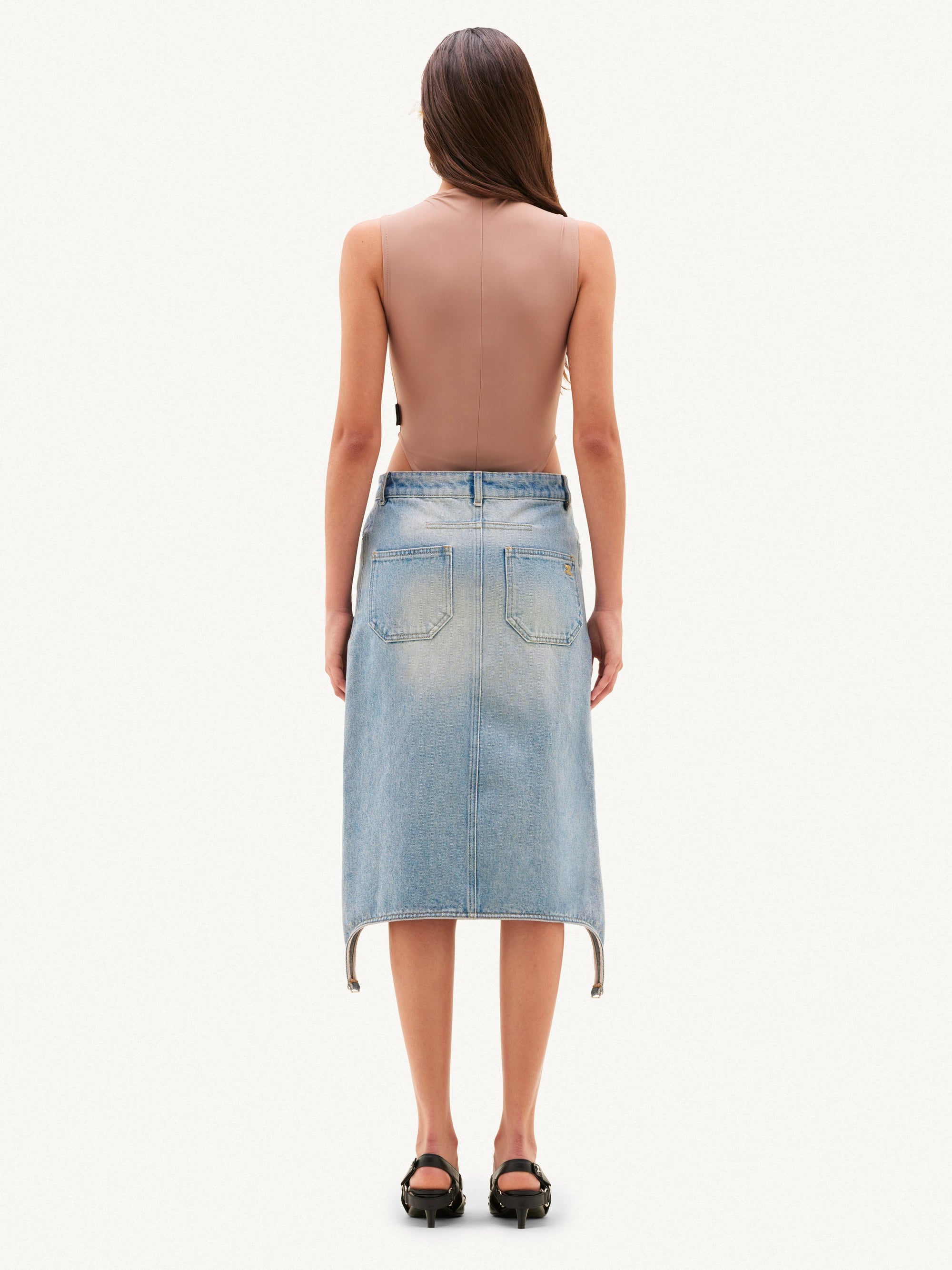 JUPE LONGUE DENIM A SUSPENSIONS METALLIQUES-36