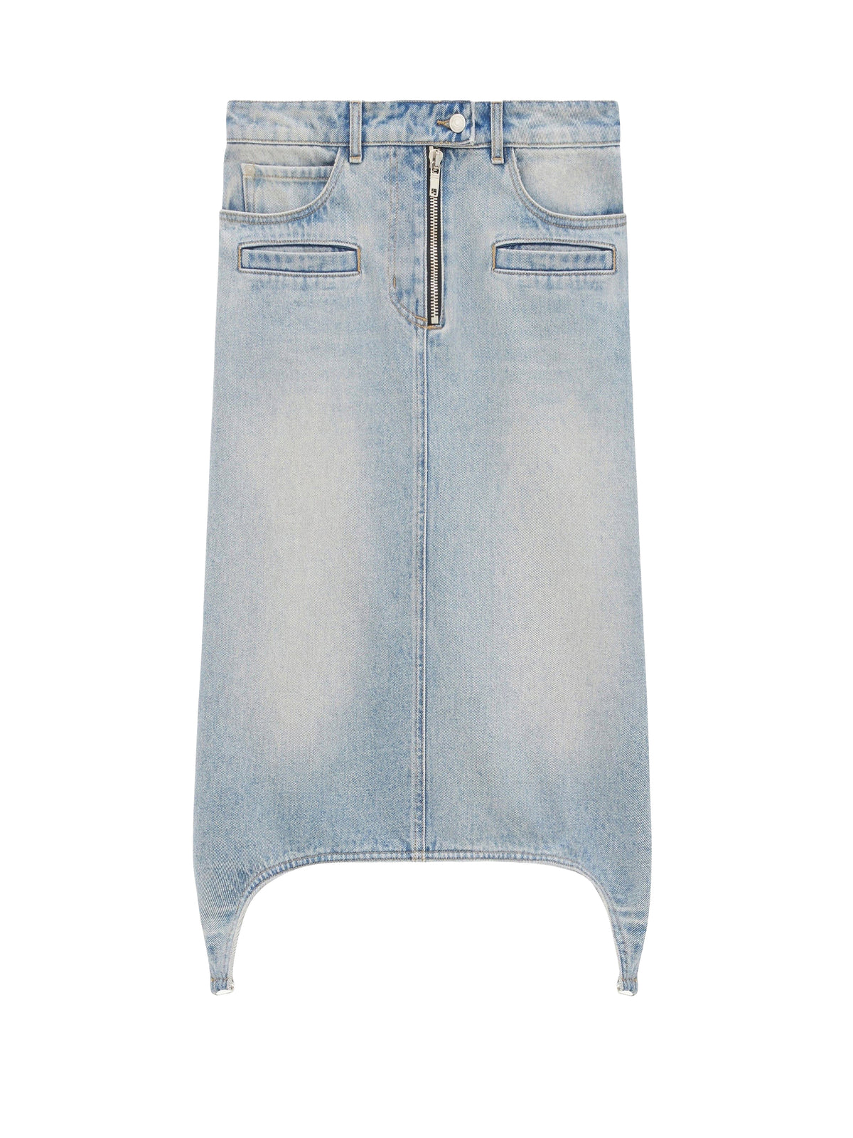 Strap long denim skirt - Light Blue Wash